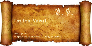 Matics Vazul névjegykártya